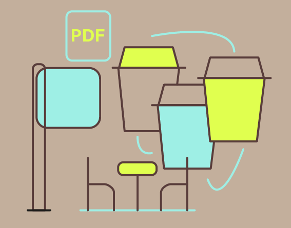 Visuel graphique qui montre les informations pratiques d'une mairie comme les levées des poubelles ou encore des documents qui font références à des informations