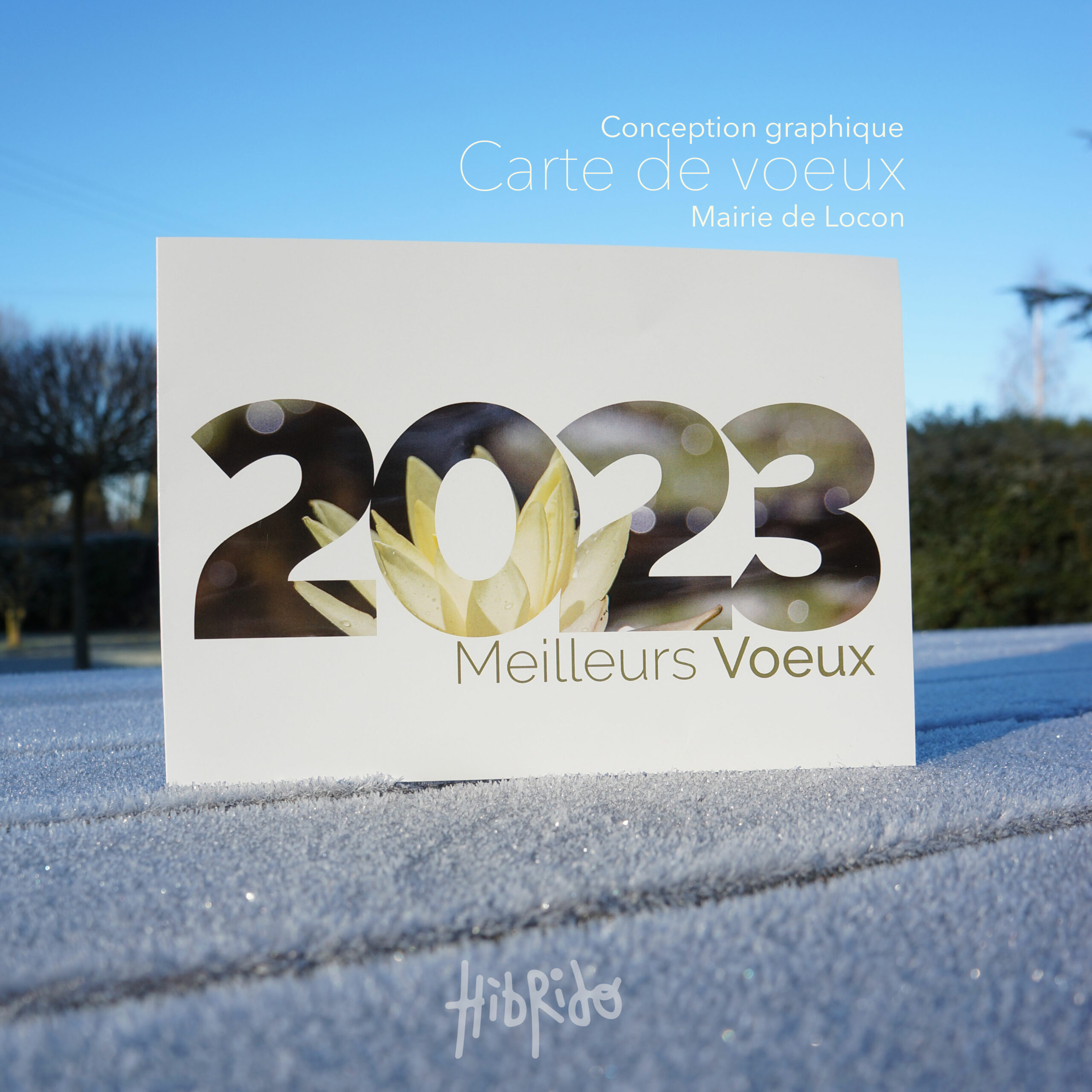 Carte de voeux 2023 sur neige.